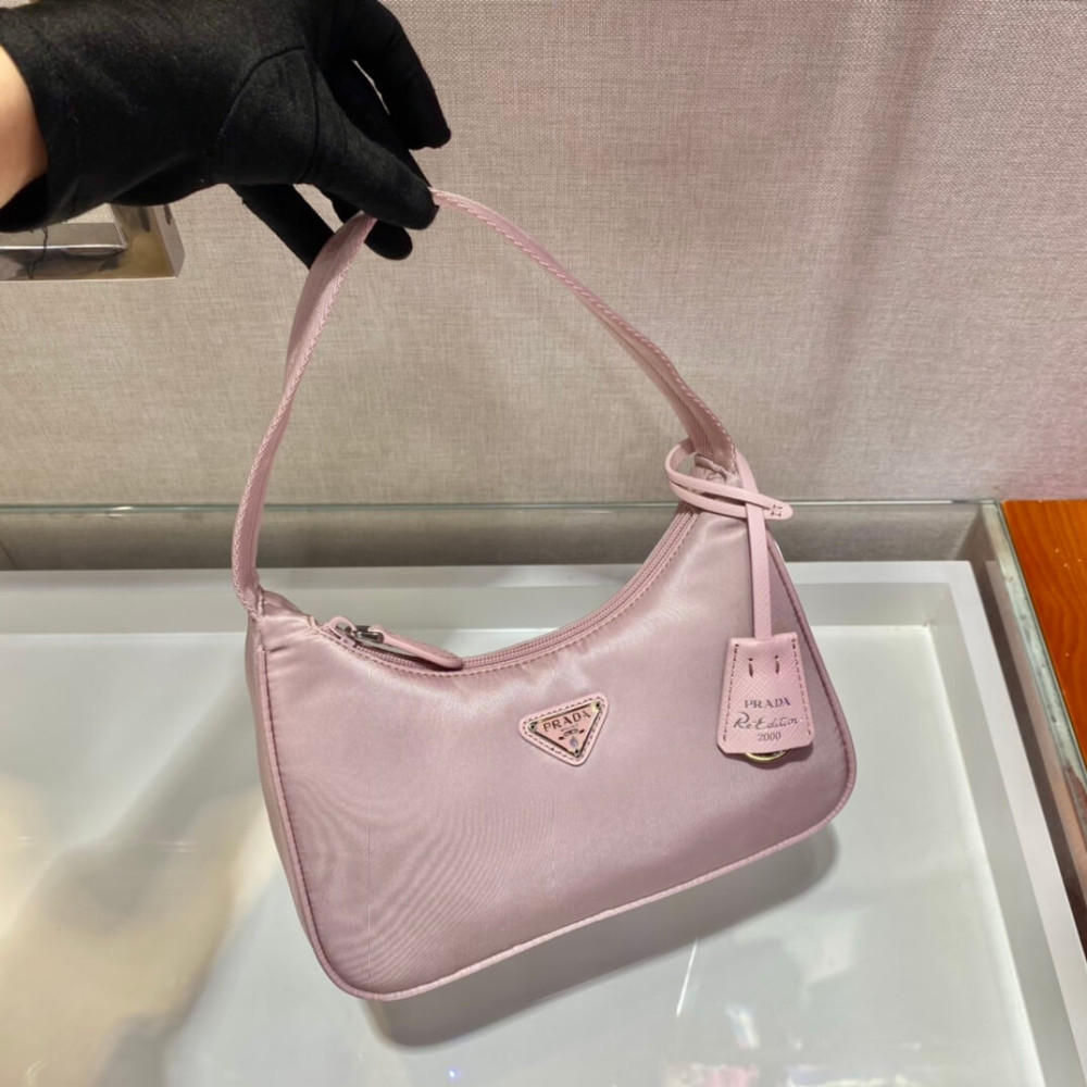 Prada Re-Edition 2000 Nylon Hobo Bag Alabaster Pink 1NE515