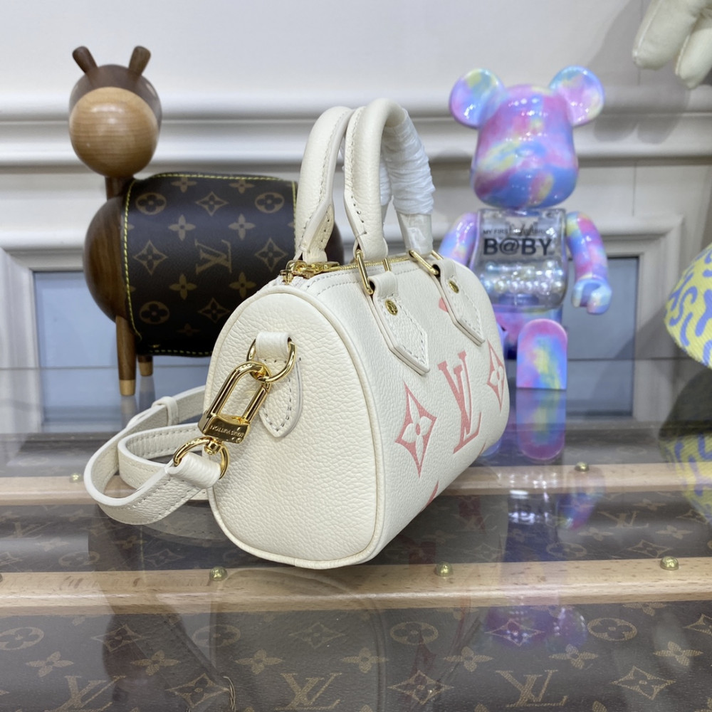 Louis Vuitton Monogram Empreinte Leather Nano Speedy M81913 Creme/Pink