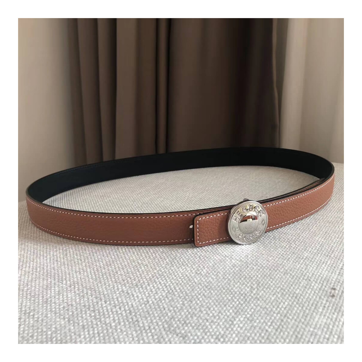 Hermes Bouton Bombe Belt Buckle &amp; Reversible Leather Strap 24mm H0800