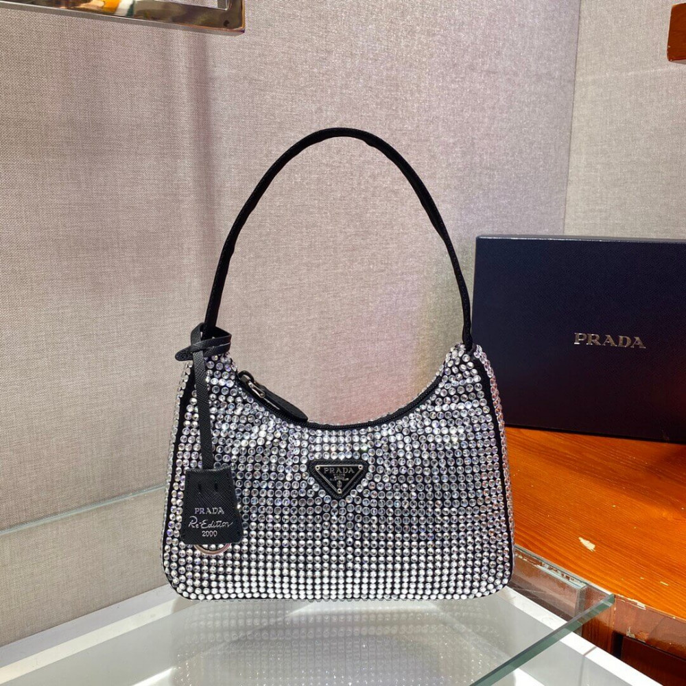 Prada Satin Mini-Bag With Artificial Crystals 1NE515