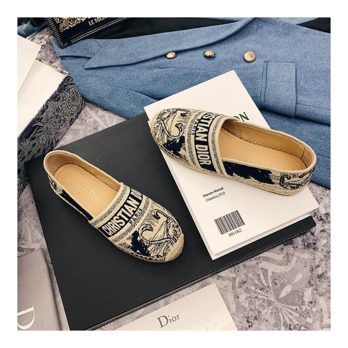 Dior Granville Espadrille Oblique Embroidered Cotton KCB585