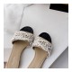 Chanel Satin CC Pearl Sandal Flats 36123