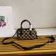 Prada Symbole Embroidered Fabric Top-Handle Bag 1BB846 Black/Beige