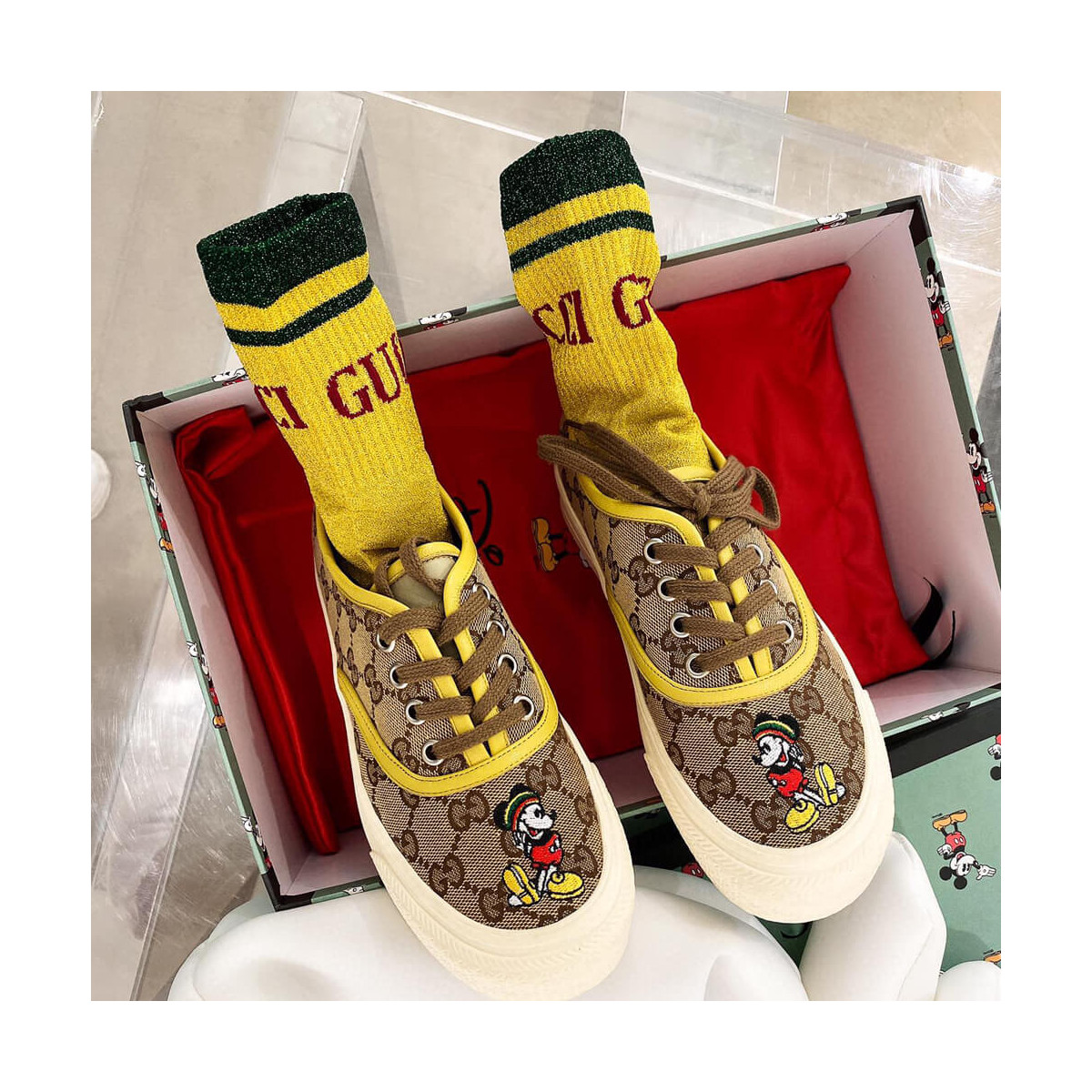 Gucci GG Disney x Gucci Low-Top Sneaker 875604 Yellow