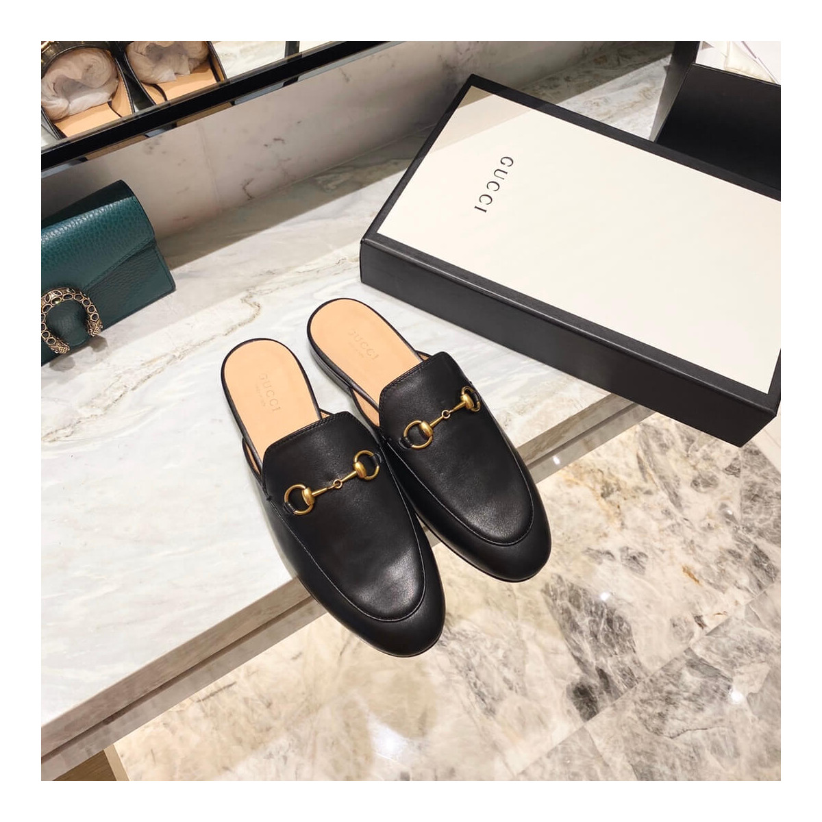 Gucci Princetown Leather Slipper 423513 Black