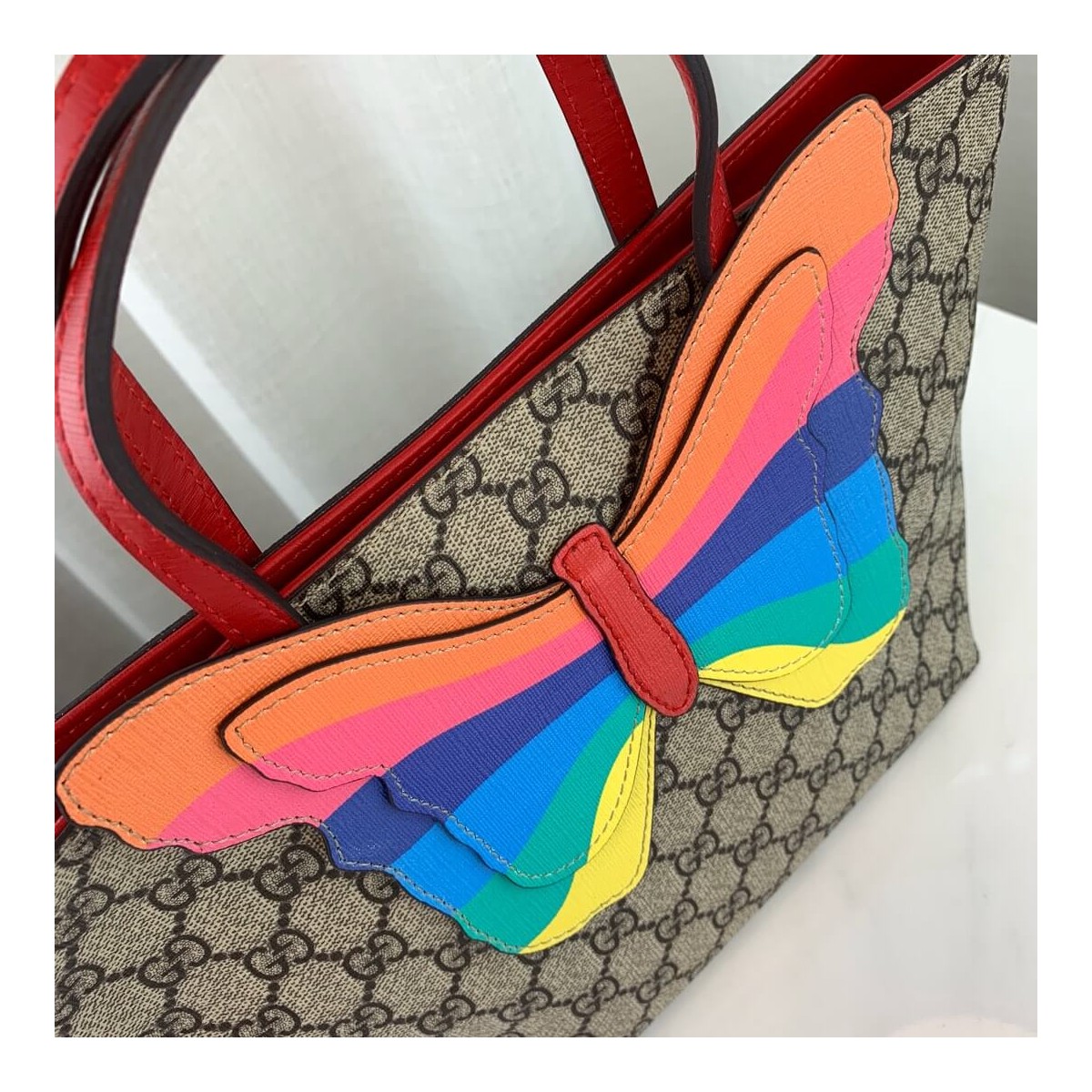 Gucci Children&#039;s GG Tote With Rainbow Butterfly 550768