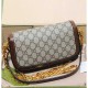 Gucci Horsebit 1955 GG Supreme Canvas Should Bag 735178 Brown