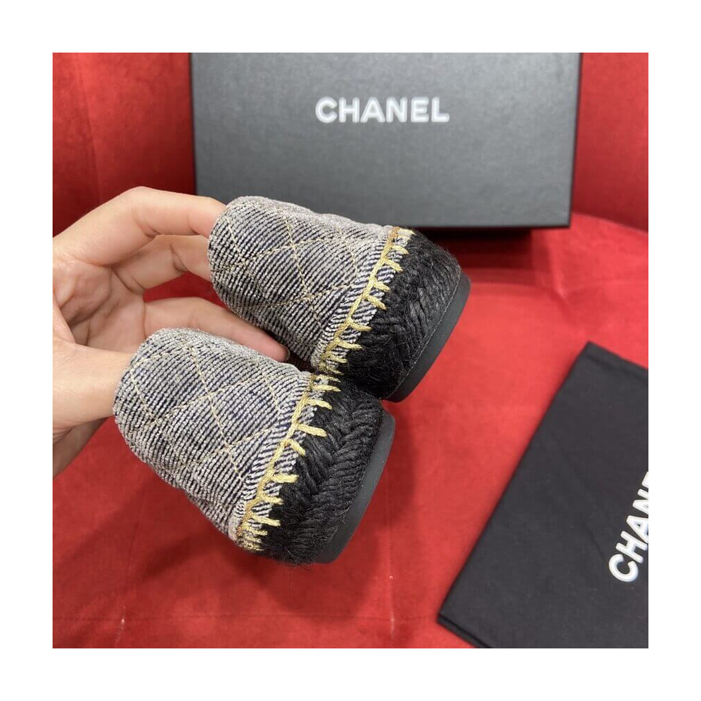 Chanel CC Logo Velvet Espadrilles G32910