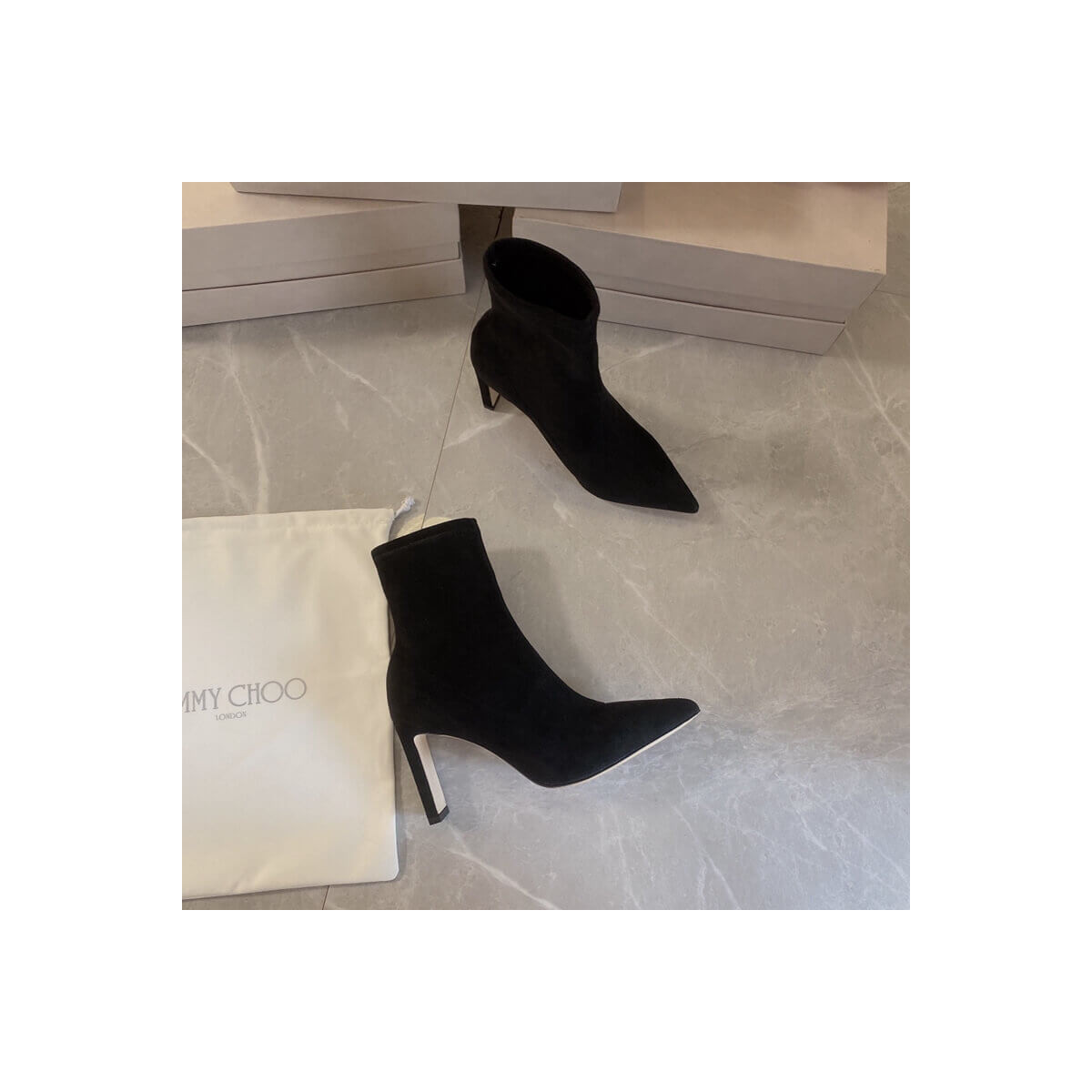 Jimmy Choo Louella 85 Stretch-Suede Sock Boots J170