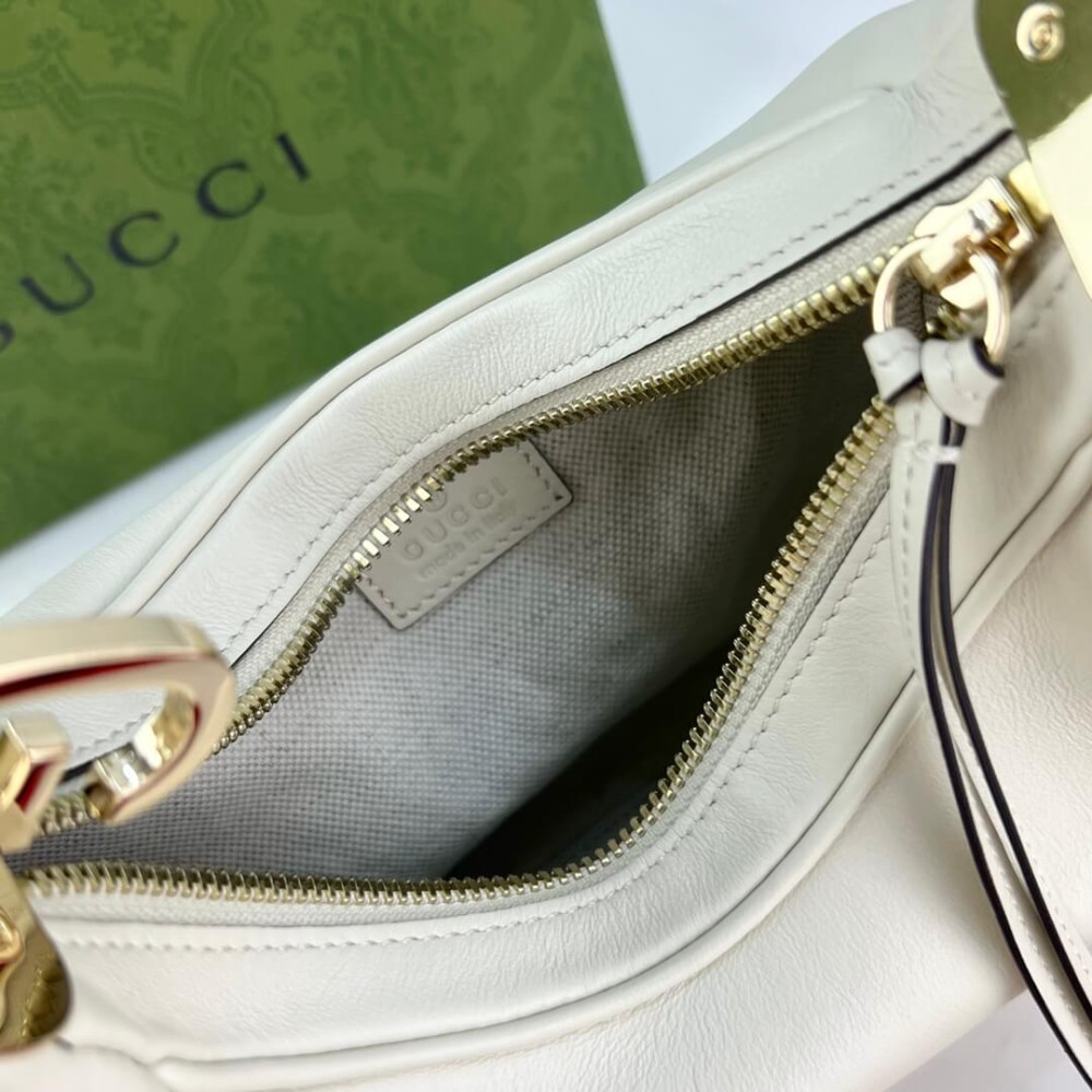 Gucci White Leather Attache Small Shoulder Bag 699409