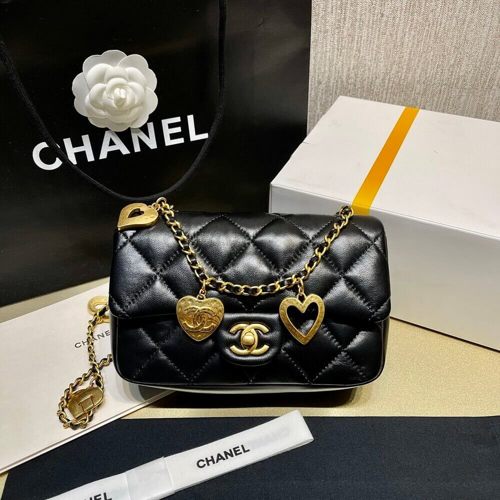 Chanel Mini Flap Bag 20cm Heart Chain AS3457