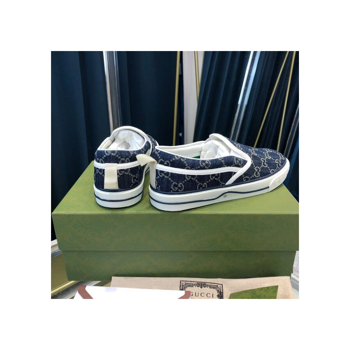 Gucci Tennis 1977 Blue Denim Slip-On Sneaker 643489