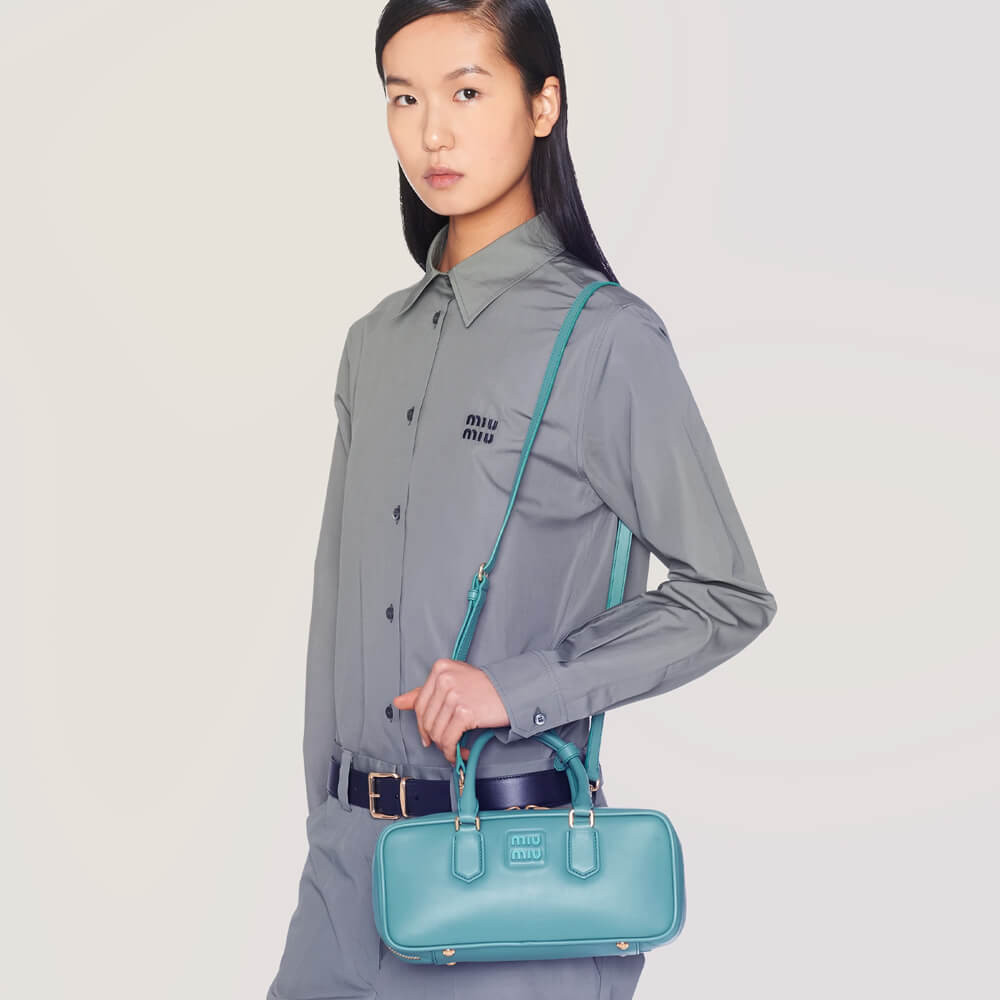 Miu Miu Arcadie Leather Bag 5BB148 Marina Blue