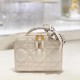 Christian Dior Caro Box Bag With Chain Latte Quilted Macrocannage Calfskin S5140