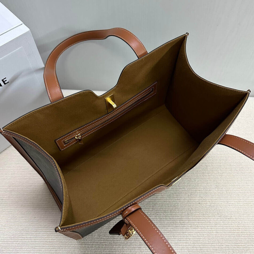 Celine Cabas 16 In Triomphe Canvas and Calfskin 114482