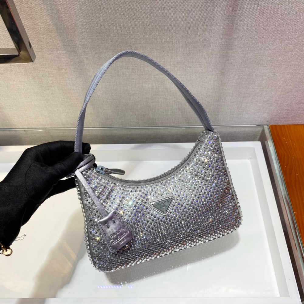 Prada Satin Mini-Bag With Artificial Crystals 1NE515