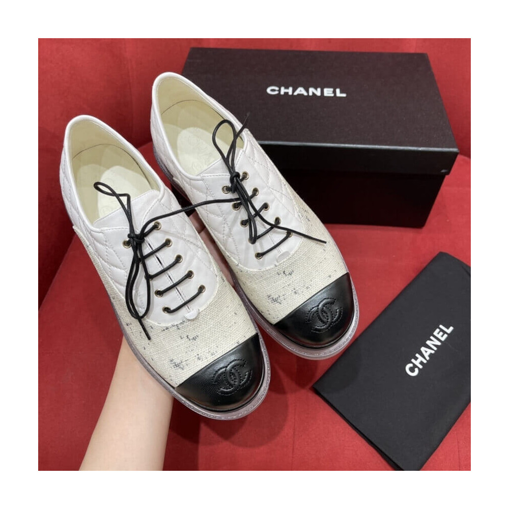 Chanel Calfskin Lace-Ups G37238 White