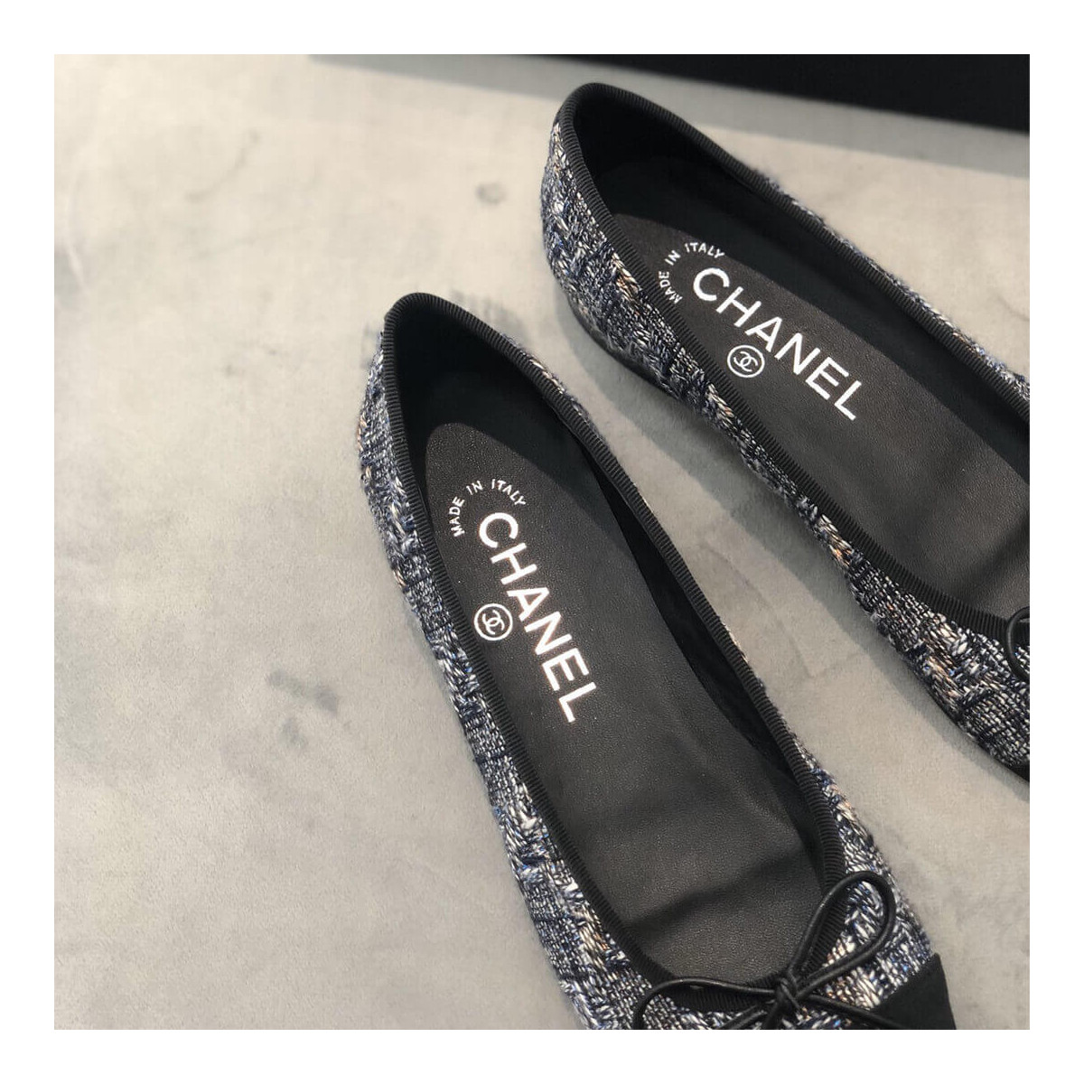 Chanel Classic Bow Flats Ballerinas Tweed G02819