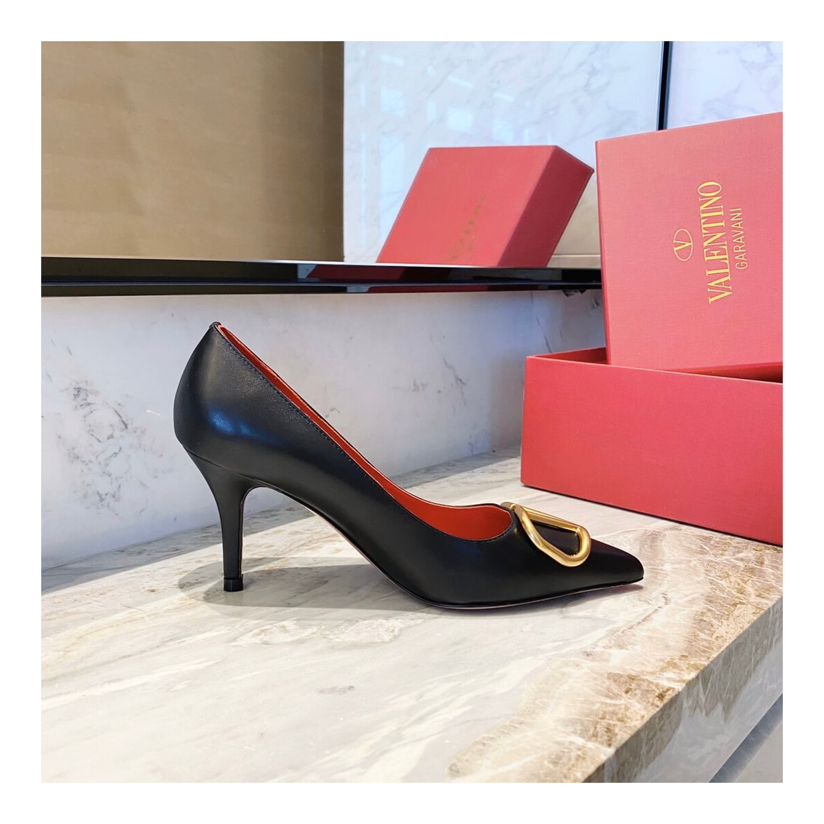 Valentino Garavani Vlogo Calfskin Pump 75mm TW2S0R78