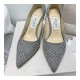 Jimmy Choo Romy Grey Glitter Fabric Pointy Toe Pumps 120011