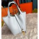 Hermes Picotin Lock Bag in Taurillon Clemence Bleu Pale