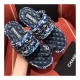 Chanel Raffia &amp; Lambskin Sandals G34694