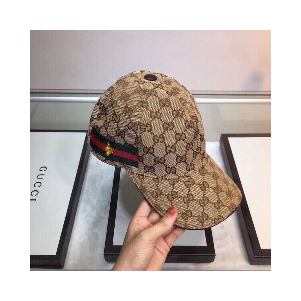 Gucci Original GG Canvas Baseball Hat with Web 200036