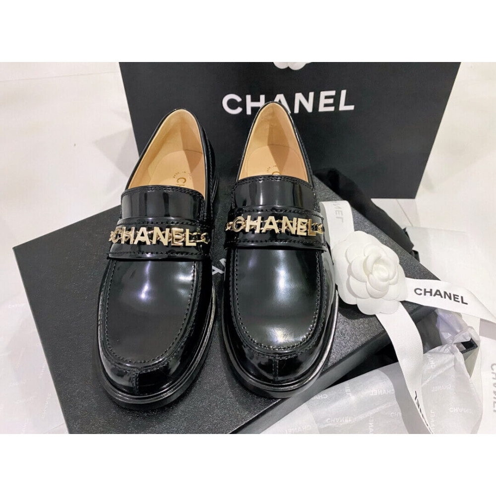 Chanel Patent Calfskin Loafers Black