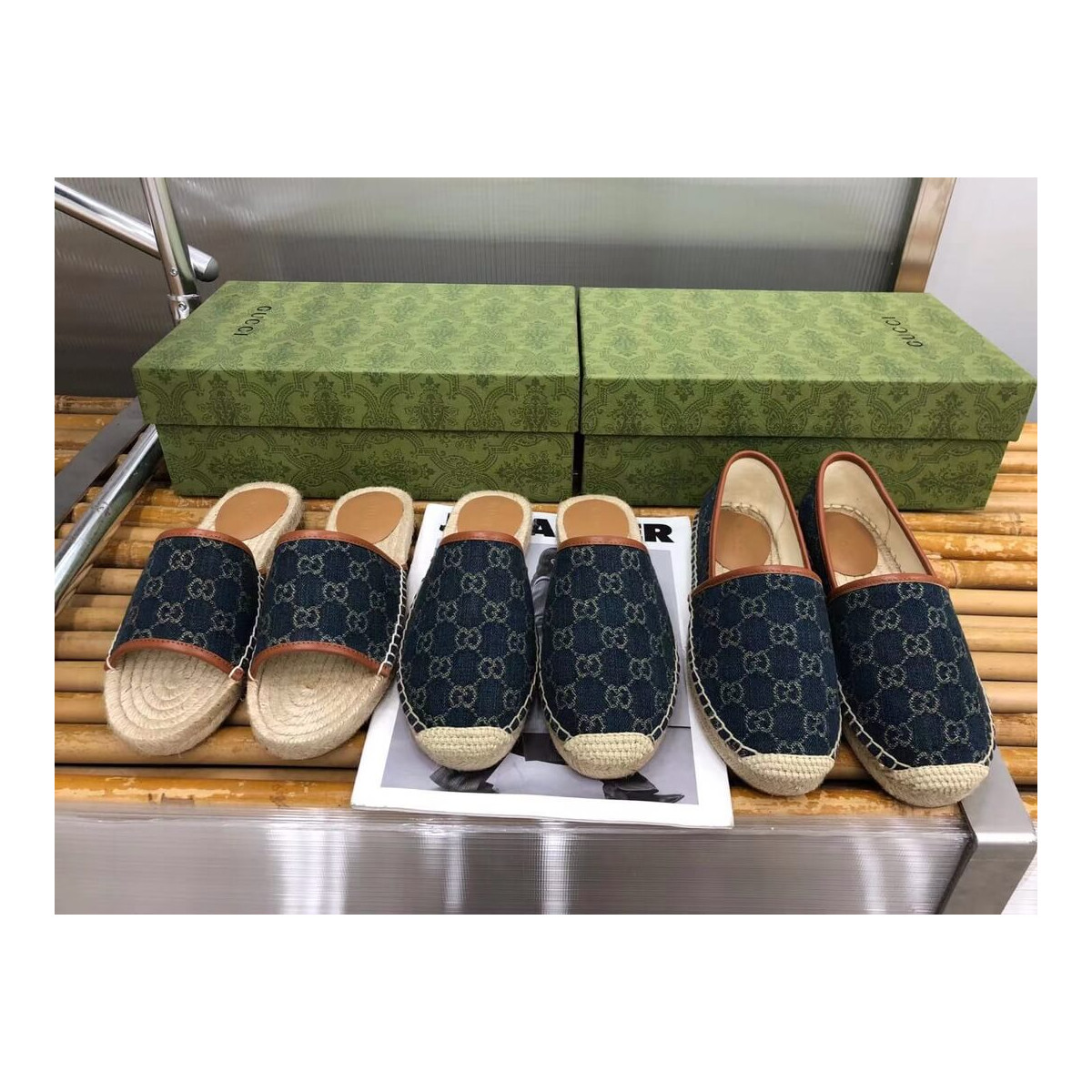 Gucci Jacquard GG Denim Slipper