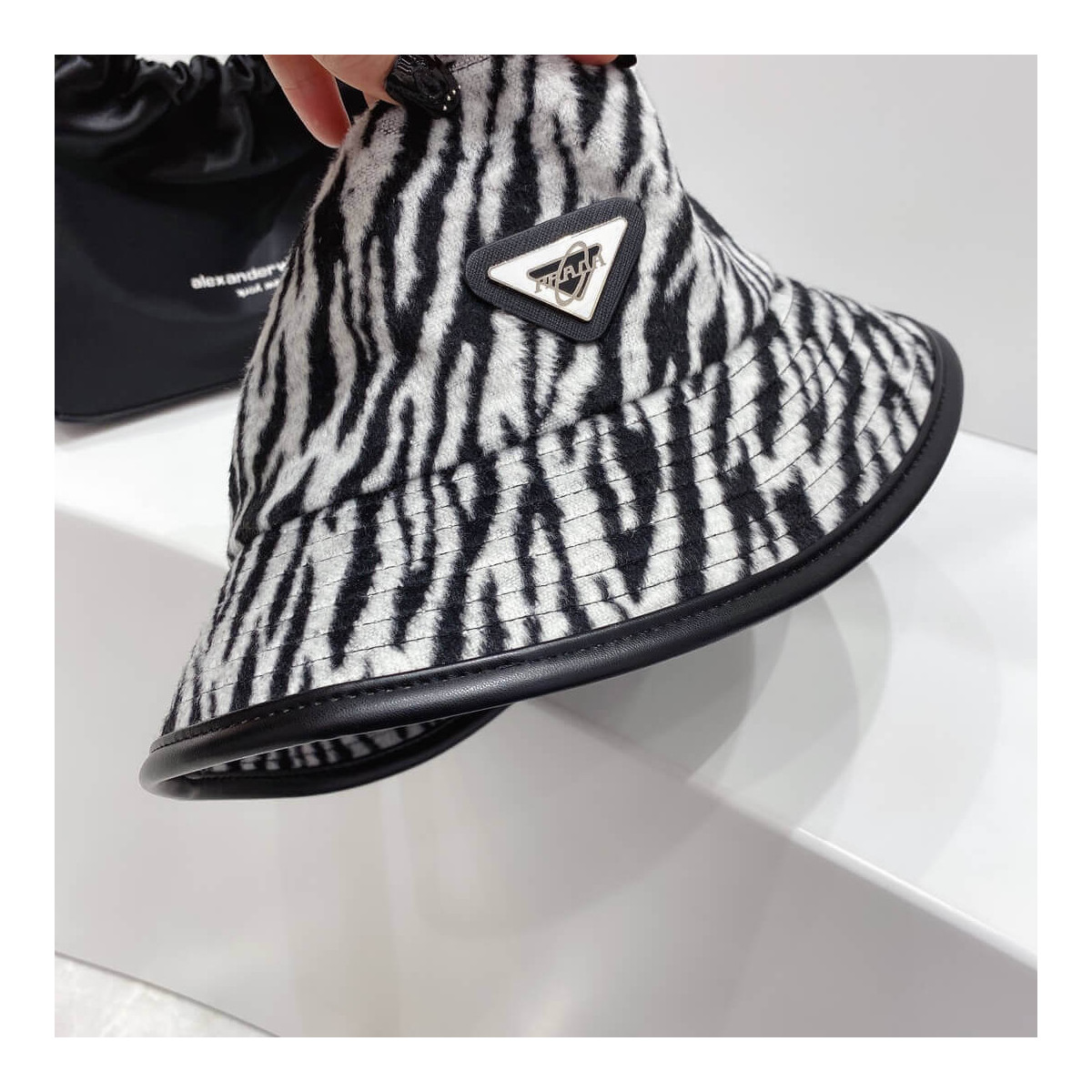 Prada Wool Bucket Hat In Zebra Print 2HC138