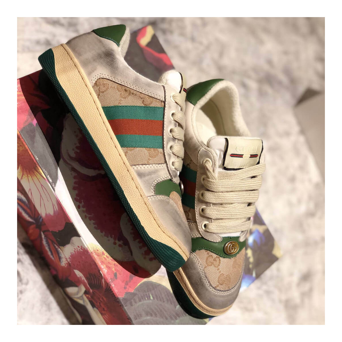 Gucci Screener Dirt Leather Sneaker 570443 Green