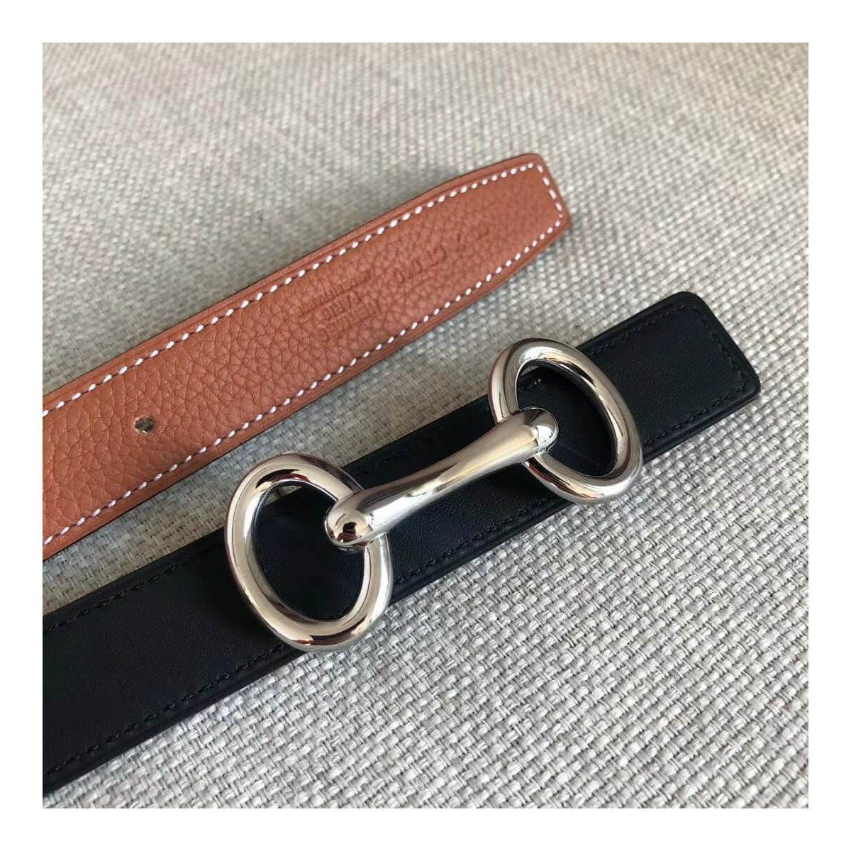 Hermes Gamma Belt Buckle &amp; Reversible Leather Strap 24mm H07536