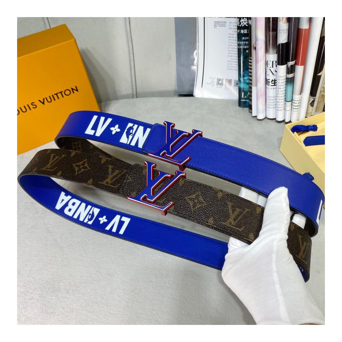 LV x NBA LV 3 Steps 40MM Reversible Belt MP278V