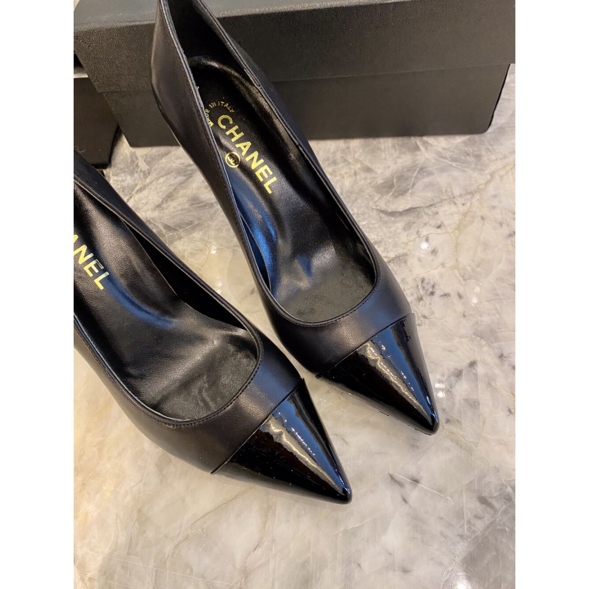 Chanel Lambskin &amp; Grosgrain 8.5cm Heel Pumps G35536