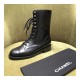 Chanel Black Lace-up Boots