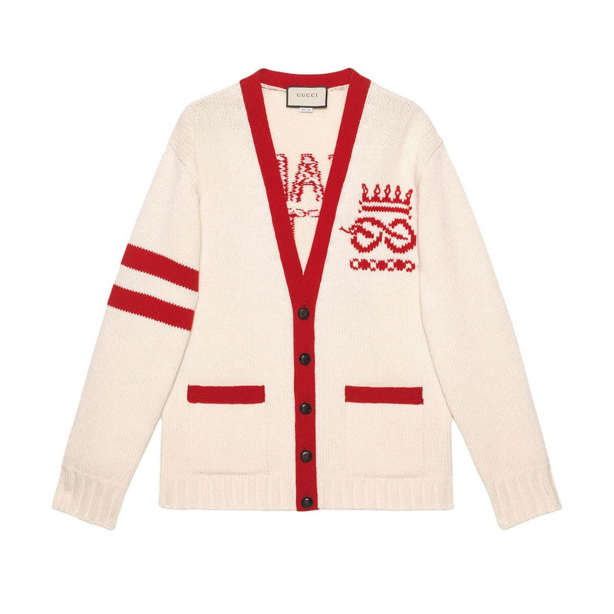 Gucci Far Better Not Slogan-Jacquard Wool Cardigan