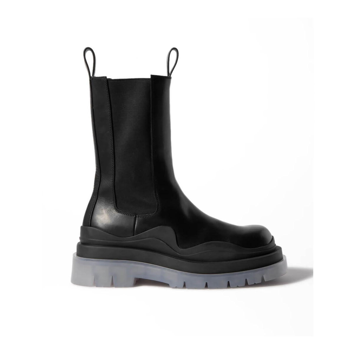 Bottega Veneta Rubber-Trimmed Leather Chelsea Boots Black