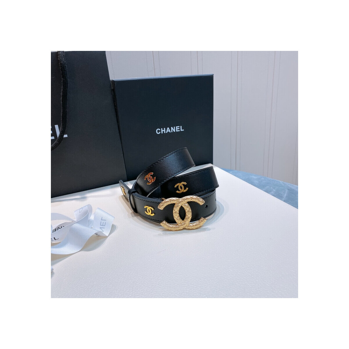 Chanel Calfskin CC Logo 3.0cm Belt 34168