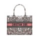 Dior Book Tote White and Pastel Pink Butterfly Around The World Embroidery