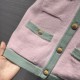 Chanel Light Pink &amp; Light Green Cashmere Two-Tone Cardigan A92648