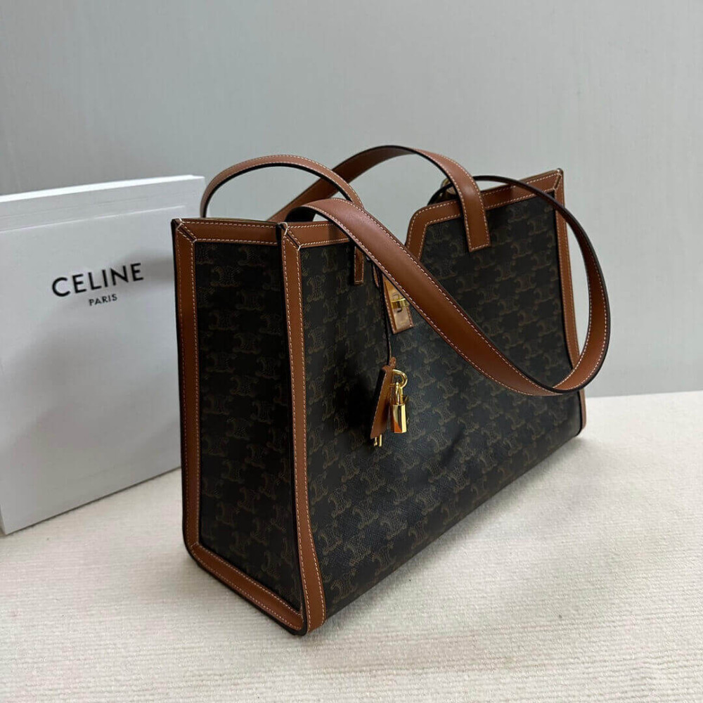 Celine Cabas 16 In Triomphe Canvas and Calfskin 114482