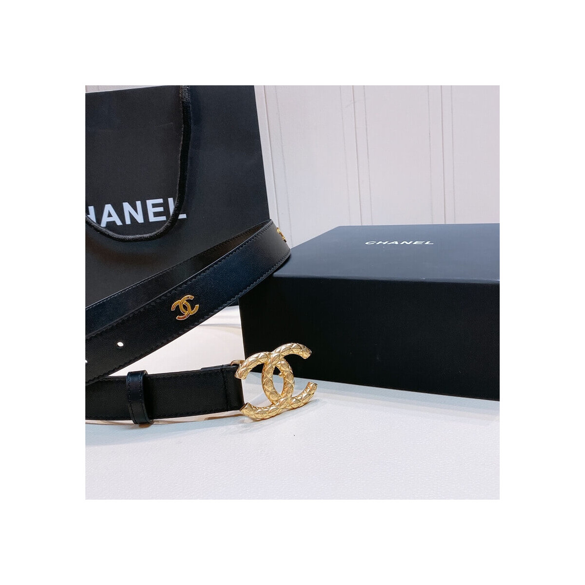 Chanel Calfskin CC Logo 3.0cm Belt 34168