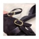 Chanel Suede Calfskin &amp; Grosgrain Mary Janes G36048