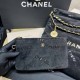 Chanel 22 Small Handbag AS3260 in Black Velvet