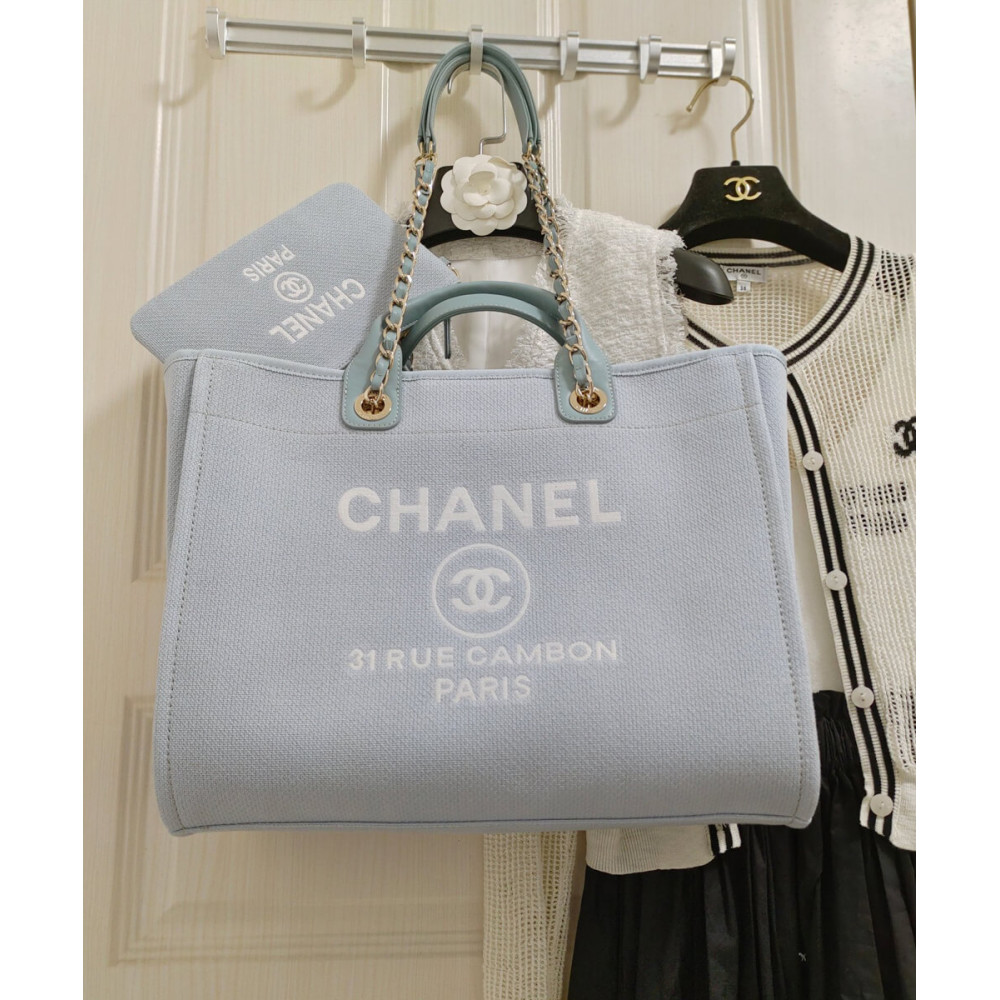 Chanel Deauville Shopping Bag in Mixed Fibers AS3351 Grey