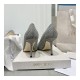 Jimmy Choo Romy Grey Glitter Fabric Pointy Toe Pumps 120011