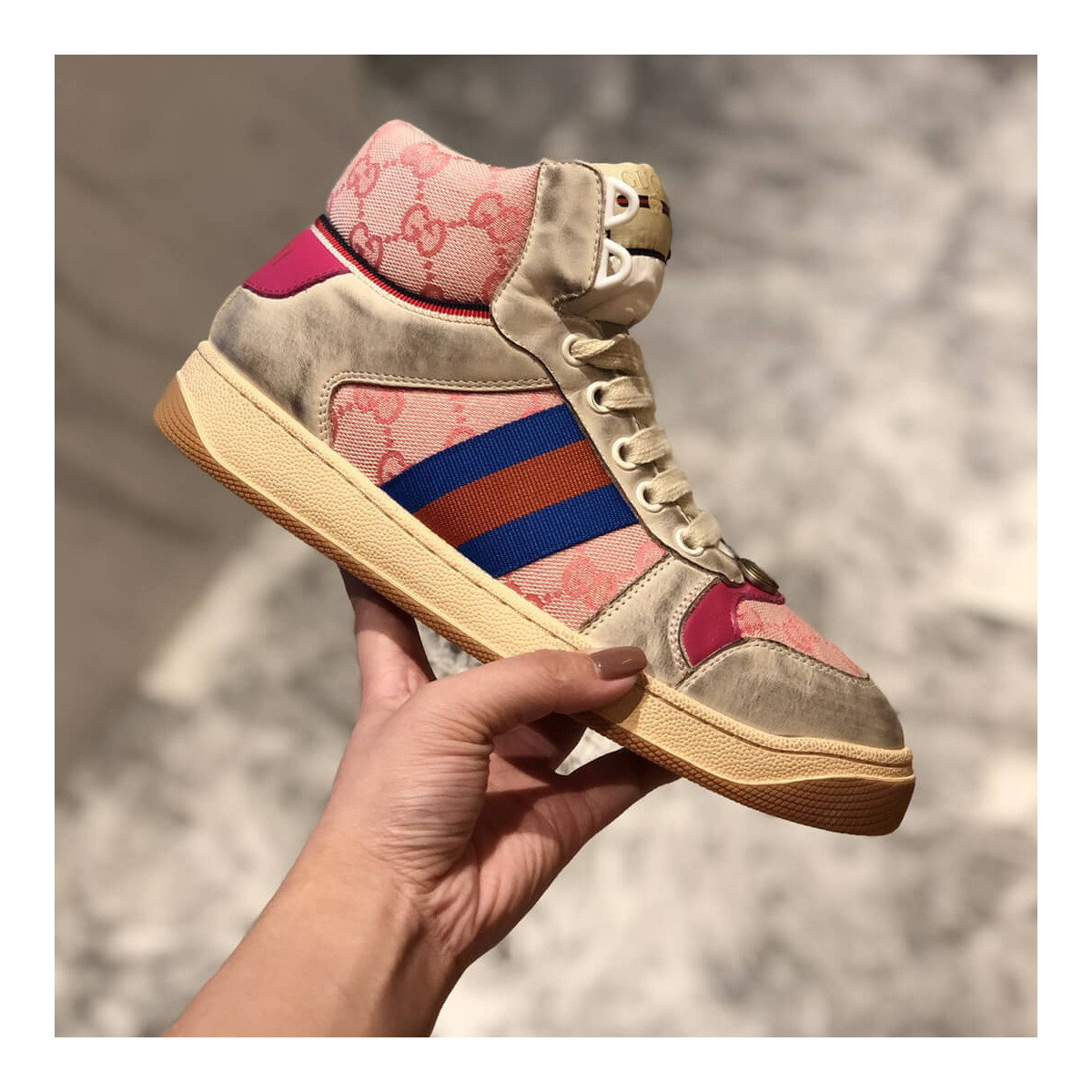 Gucci Screener GG High-Top Sneaker 563730 Rosy