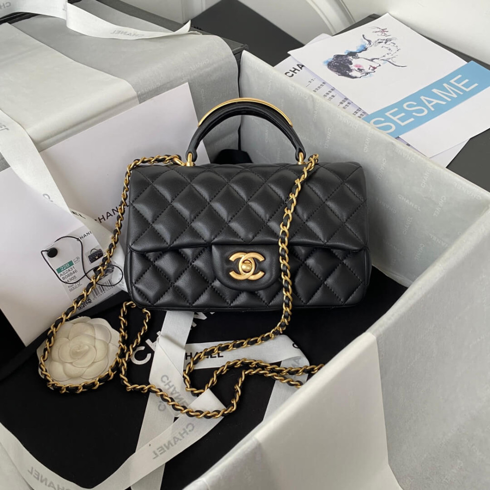 Chanel Mini Flap Bag With Gold Top Handle AS2431