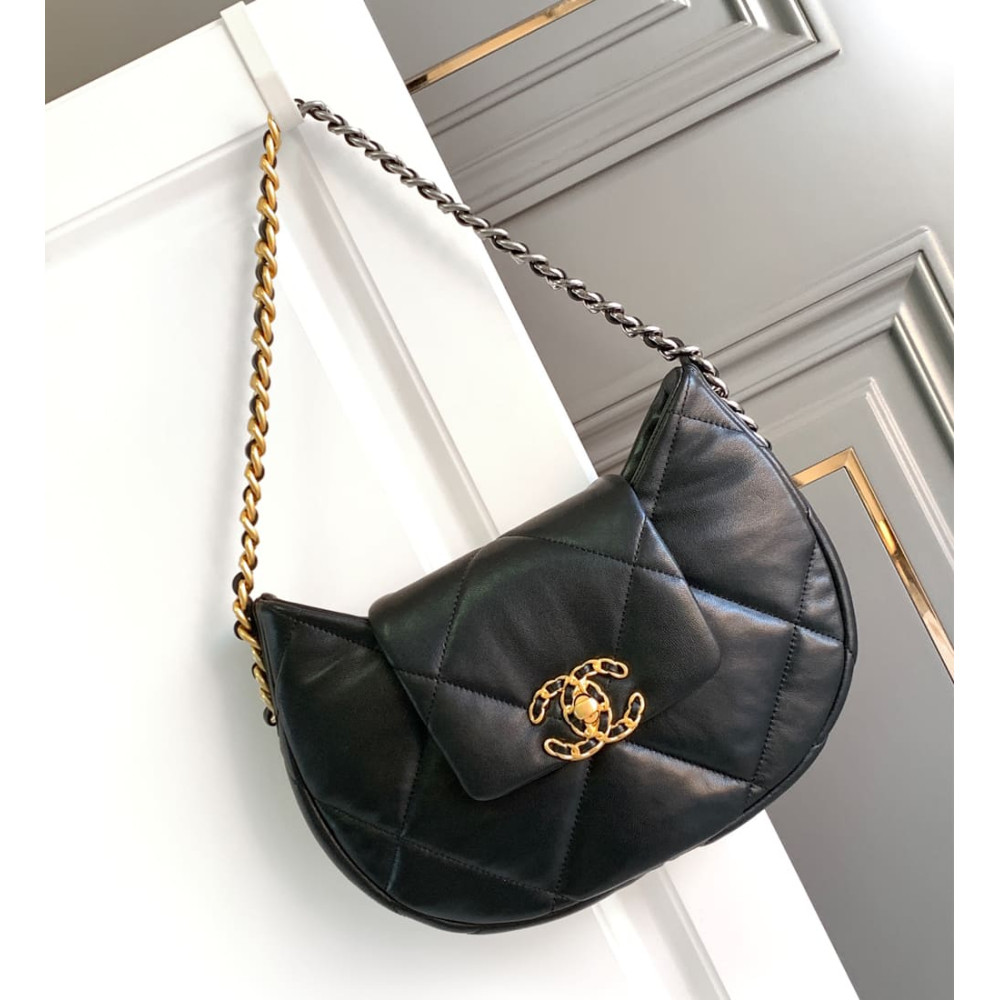 Chanel 19 Hobo Bag Black Quilted Lambskin AS4638