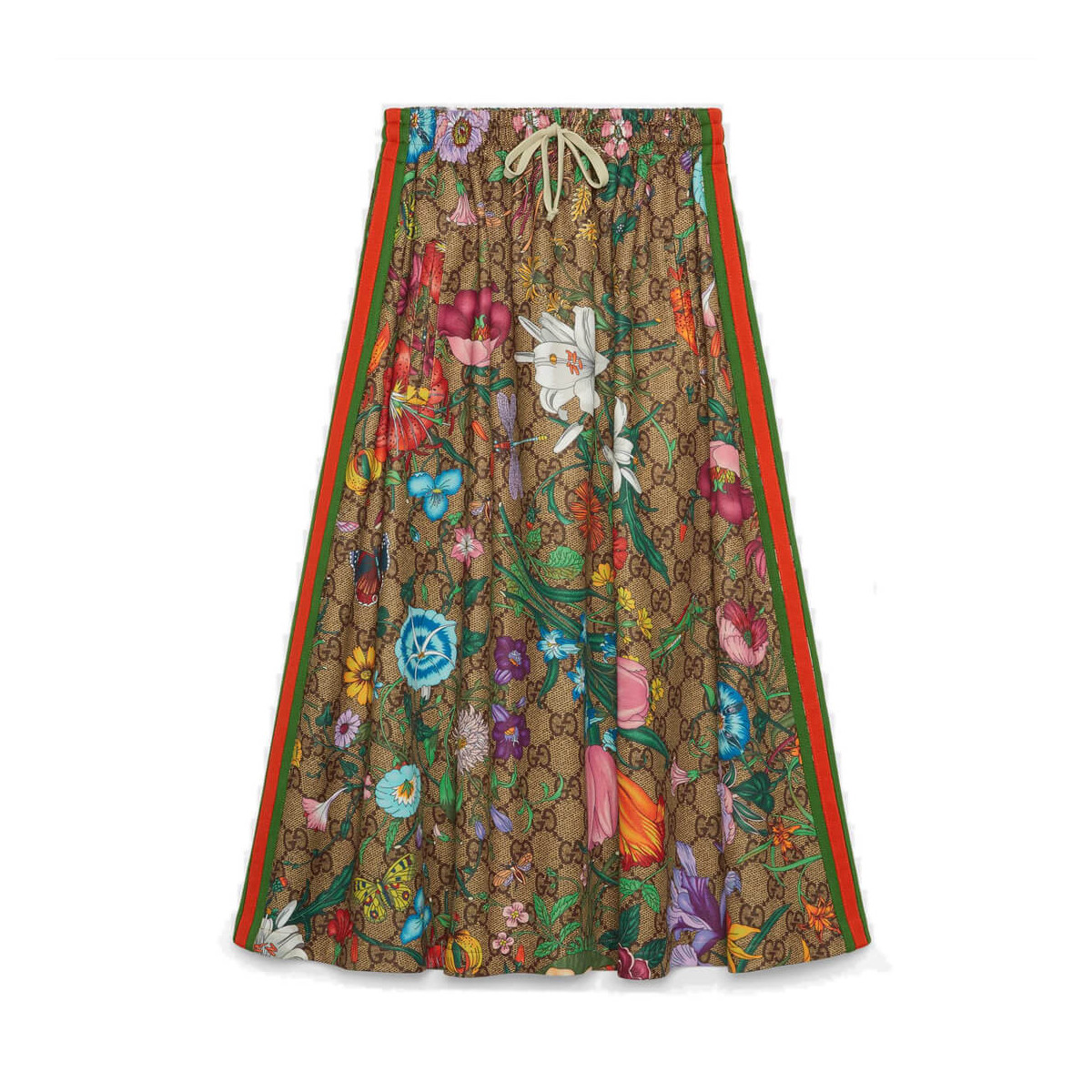 Gucci GG Flora Print Jersey Skirt 609954